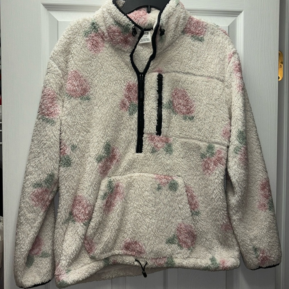 PINK Size Medium Floral Half Zip